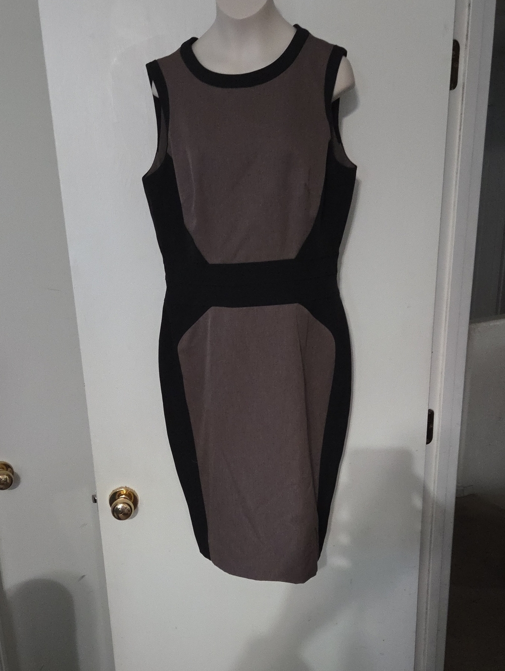 Preston & York Black and Taupe Colorblock Sheath Dress